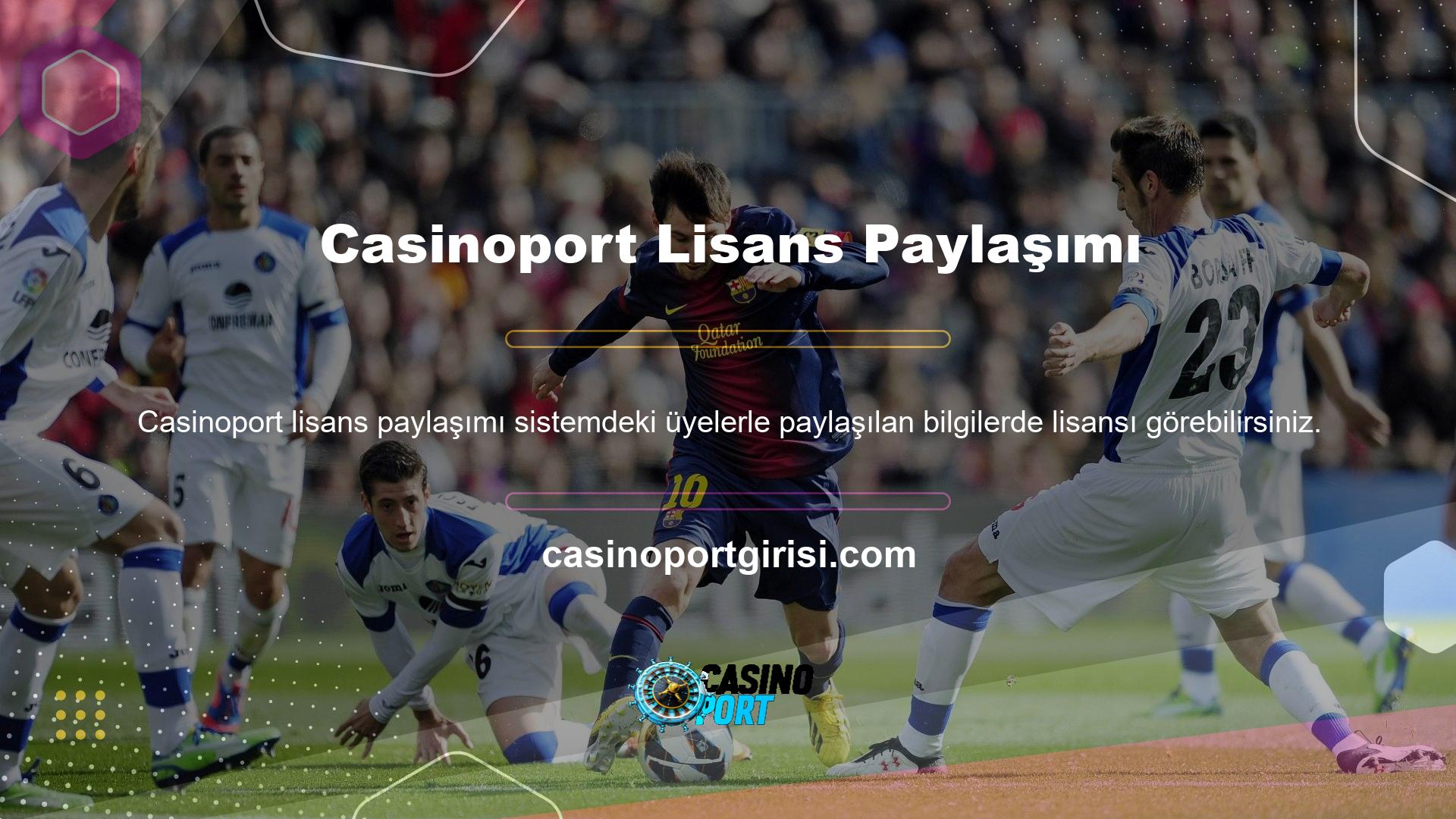 Web sitesi Casinoport lisans detaylarını ve sayılarını göstermektedir
